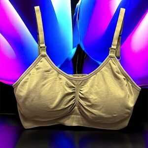 Nursing bra Women's OLIVE green Bra LARGE stretchy soft